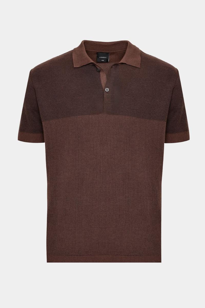 Polo Aramis Tricot Mc Mix Jacquard Cafe - 1