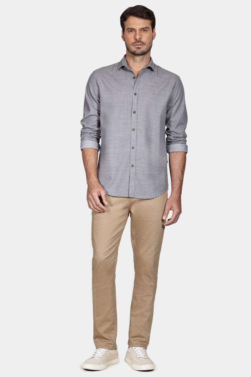 Camisa Aramis Manga Longa Denim Like Cinza - 2