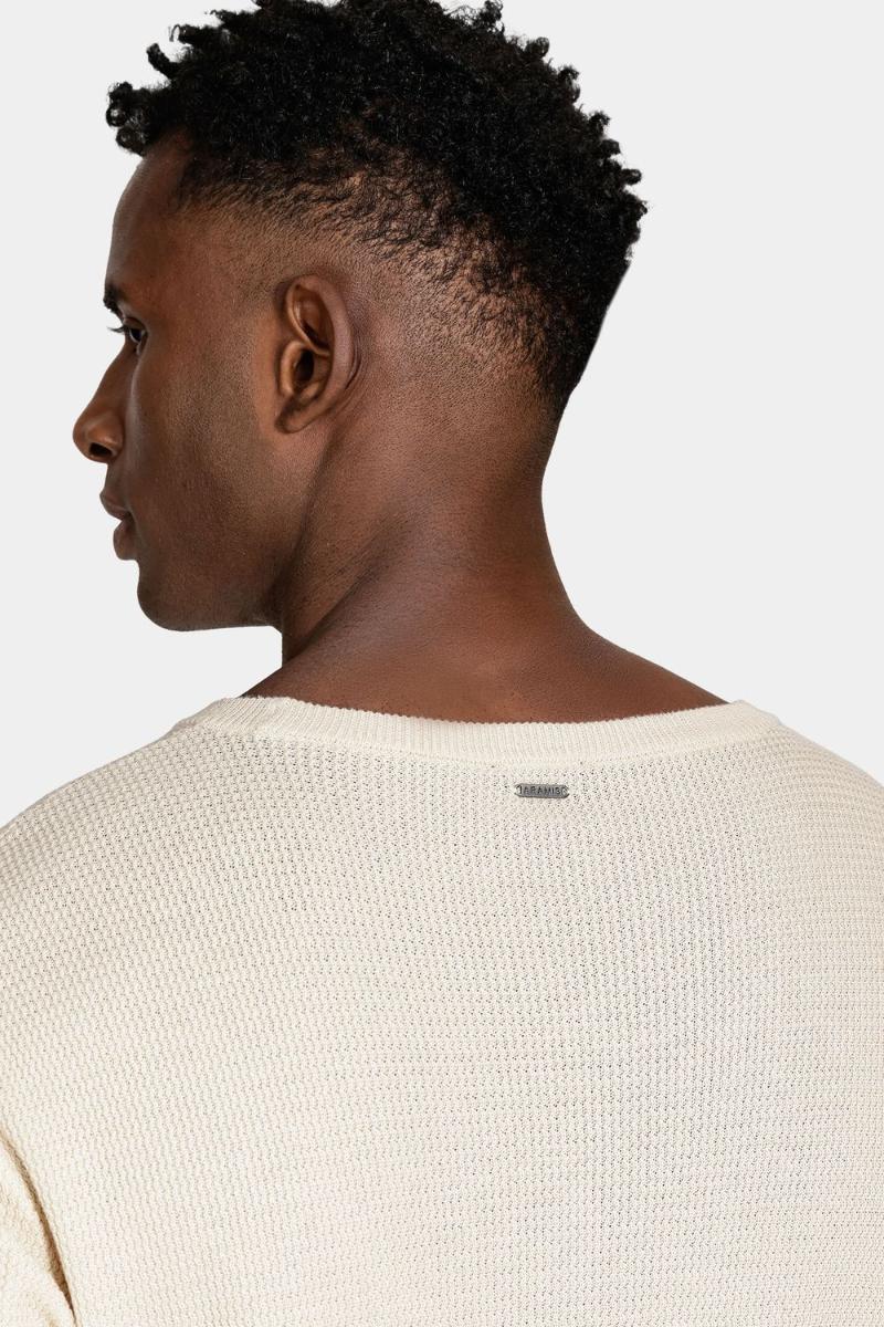 Tricot Aramis Manga Curta Jacquard Areia - 5