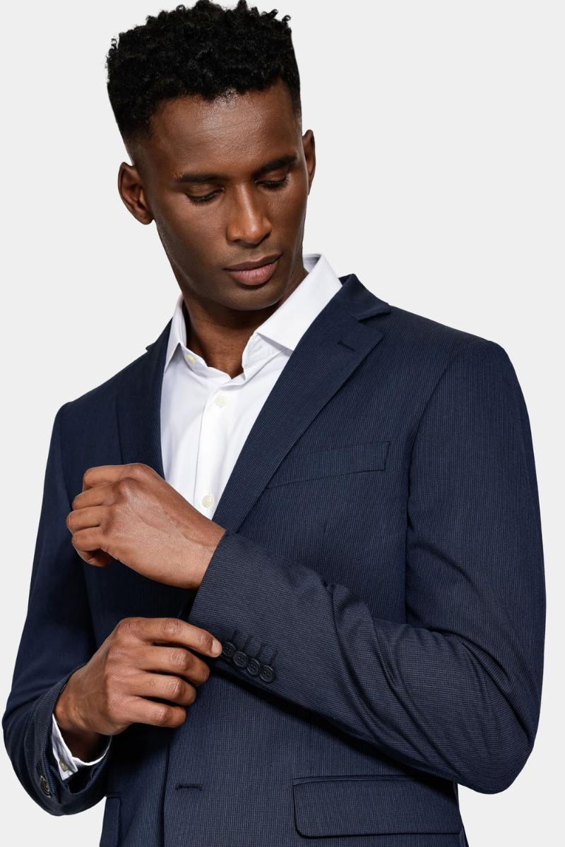 Costume Aramis Uper Slim Mini Xadrez Marinho - 3