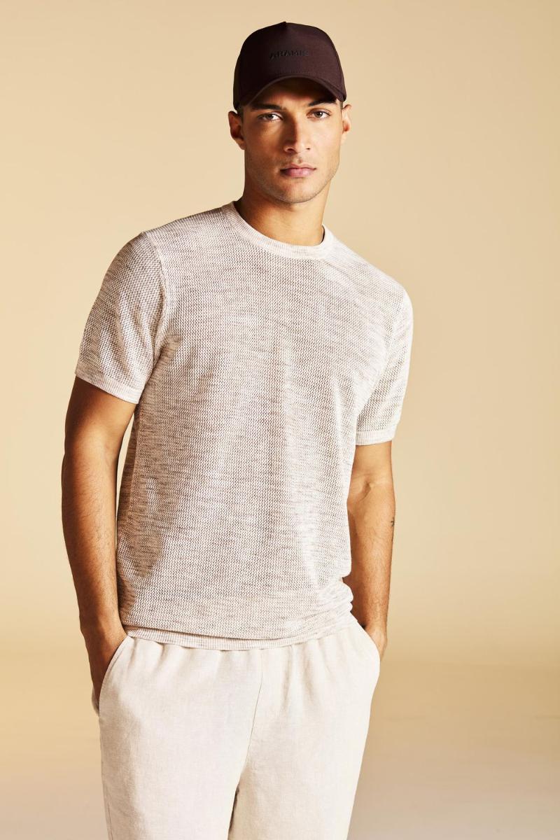 Camiseta Aramis Tricot Manga Curta Textura Natural - 6