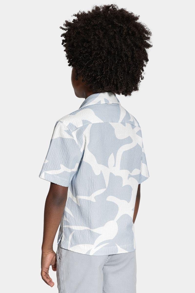 Camisa Aramis Infantil Regular Manga Curta  Azul e Branco - 4