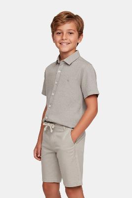Camisa Aramis Infantil Regular Manga Curta Bege