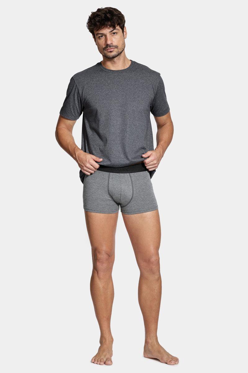 Kit 3 Cuecas Neo Boxer Cotton Cinza Mescla - 2