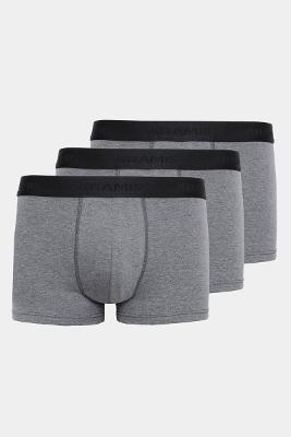 Kit 3 Cuecas Neo Boxer Cotton Cinza Mescla