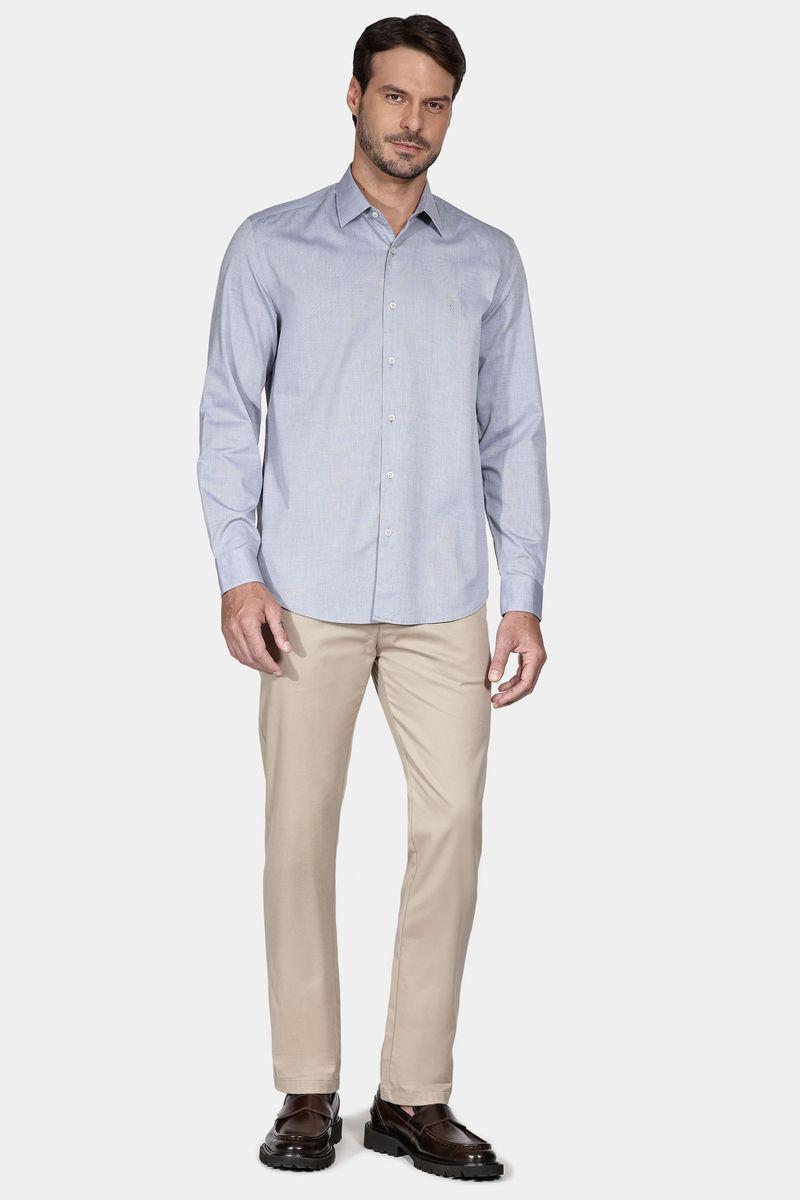 Camisa Manga Longa Cosmo Regular Algodão Egípcio Fil a Fil Barolo Azul Médio - 2