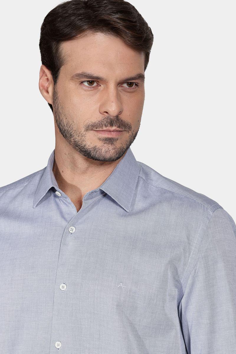 Camisa Manga Longa Cosmo Regular Algodão Egípcio Fil a Fil Barolo Azul Médio - 3
