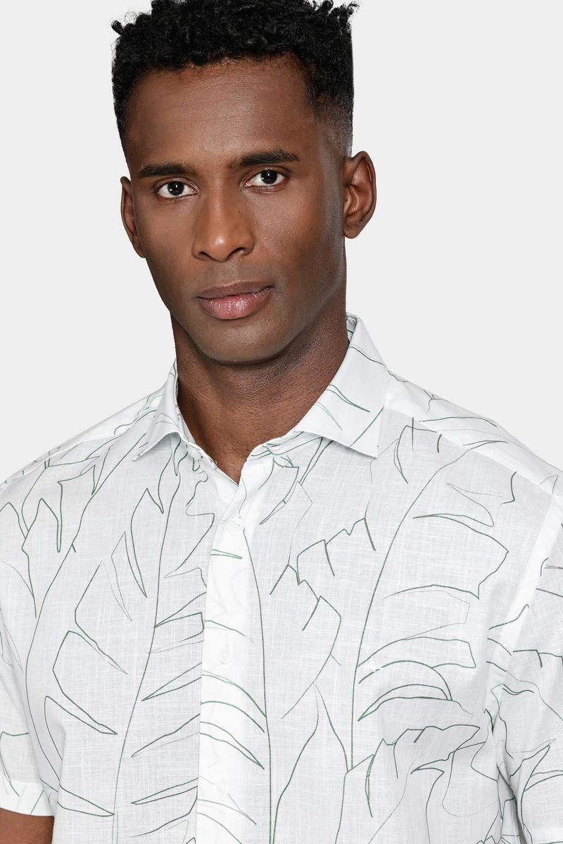 Camisa Aramis Regular Algodão Manga Curta Branco e Verde - 2