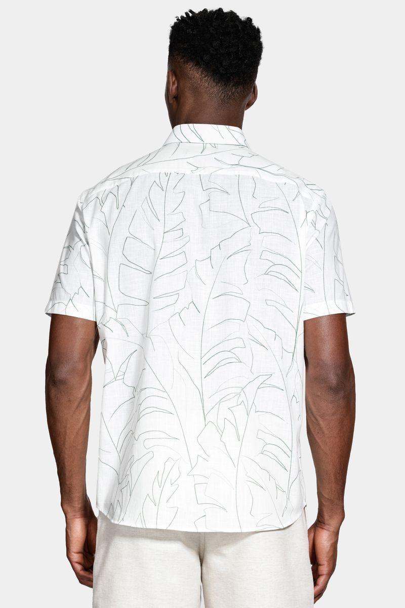 Camisa Aramis Regular Algodão Manga Curta Branco e Verde - 3