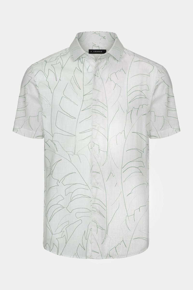 Camisa Aramis Regular Algodão Manga Curta Branco e Verde - 4