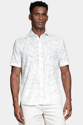 Camisa Aramis Regular Algodão Manga Curta Branco e Verde