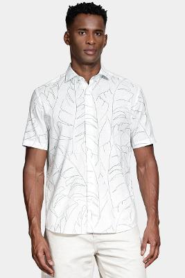 Camisa Aramis Regular Algodão Manga Curta Branco e Verde