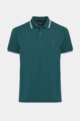 Polo Aramis Manga Curta Friso Off Petroleo