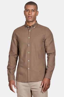 Camisa Manga Longa Move Slim Oxford Button Down Planalto Cáqui