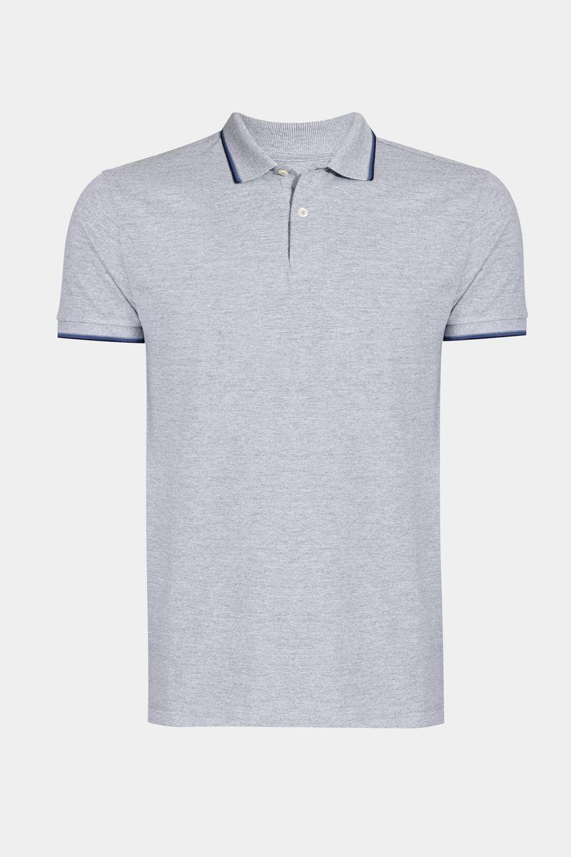 Polo Aramis Básica 4 Frisos Cinza Mescla Com Navy - 2
