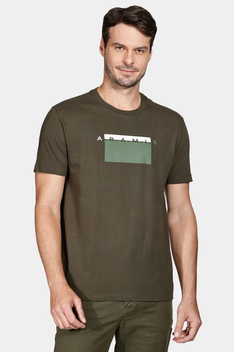 Camiseta Aramis Silk Quadrado Verde Militar - 1