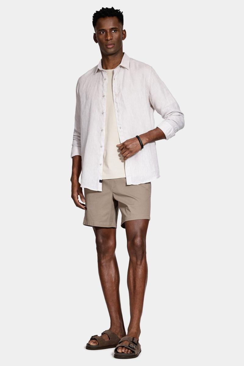 Camisa Aramis Manga Longa Slim Linho Irlandês Cáqui - 2