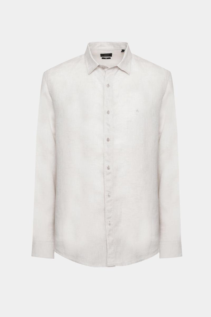 Camisa Aramis Manga Longa Slim Linho Irlandês Cáqui - 5