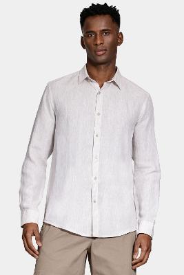 Camisa Aramis Manga Longa Slim Linho Irlandês Cáqui