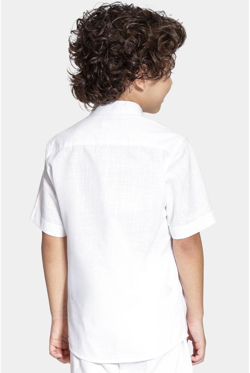 Camisa Aramis Algodão Manga Curta Gola Padre Branco - 4