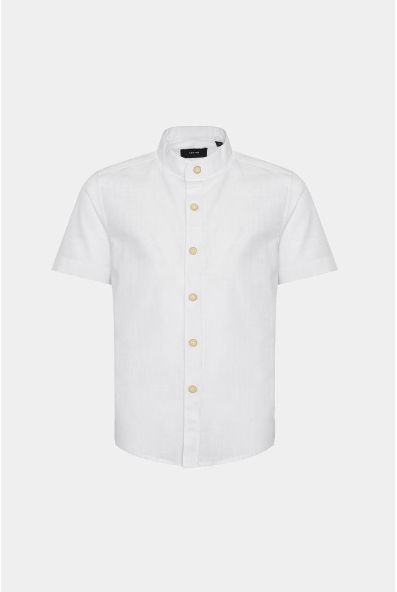 Camisa Aramis Algodão Manga Curta Gola Padre Branco - 5
