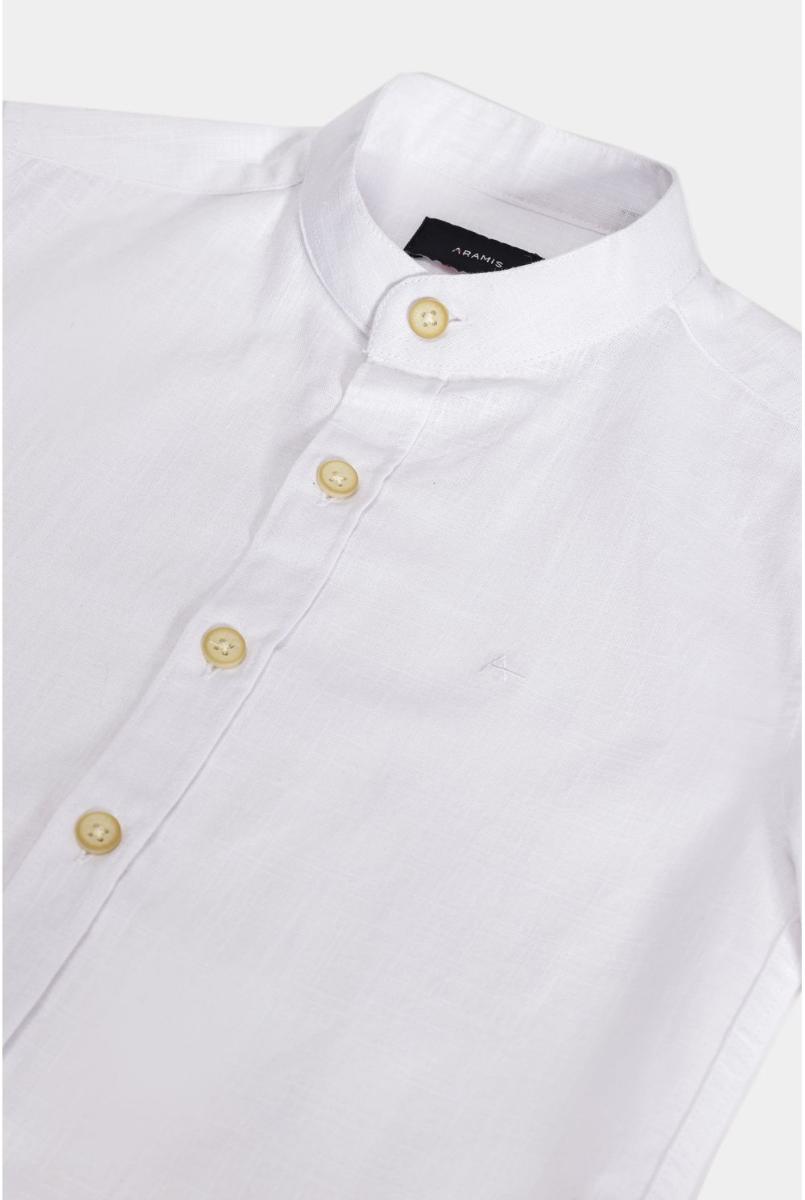 Camisa Aramis Algodão Manga Curta Gola Padre Branco - 6