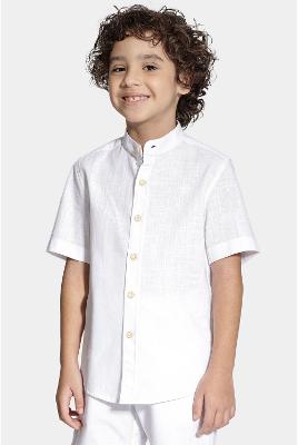 Camisa Aramis Algodão Manga Curta Gola Padre Branco