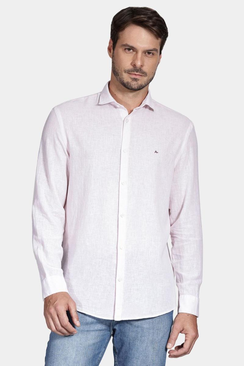 Camisa Aramis Regular Linho Algodão Rosa - 1