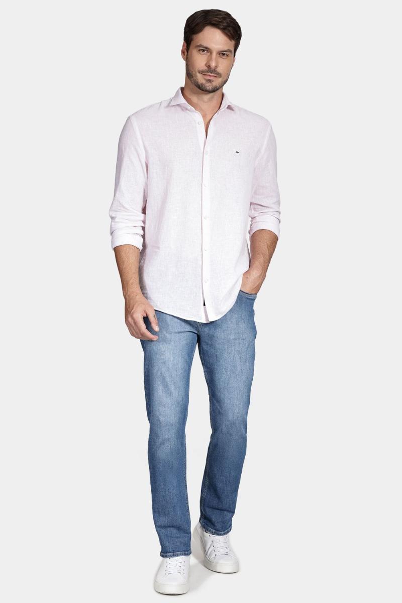 Camisa Aramis Regular Linho Algodão Rosa - 2