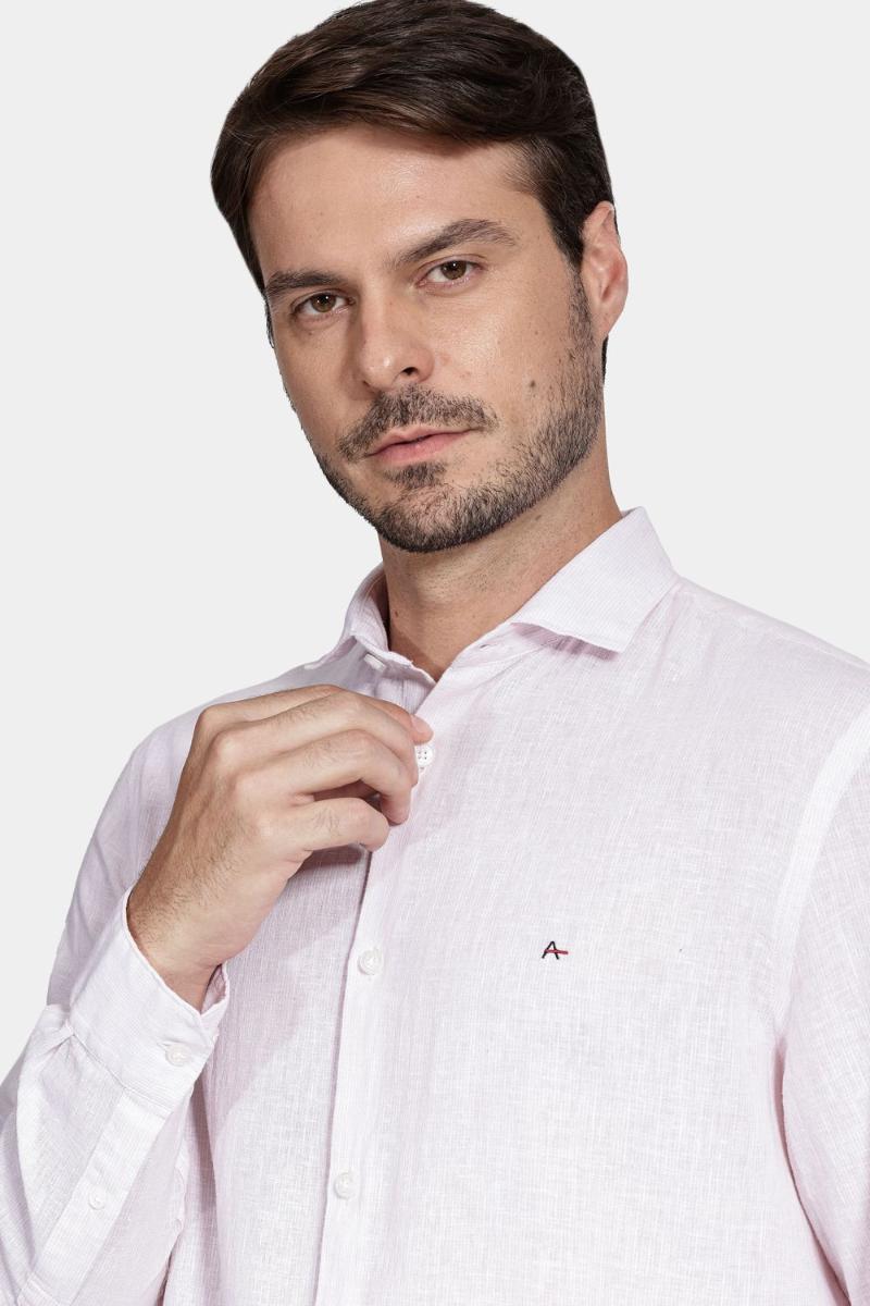 Camisa Aramis Regular Linho Algodão Rosa - 3