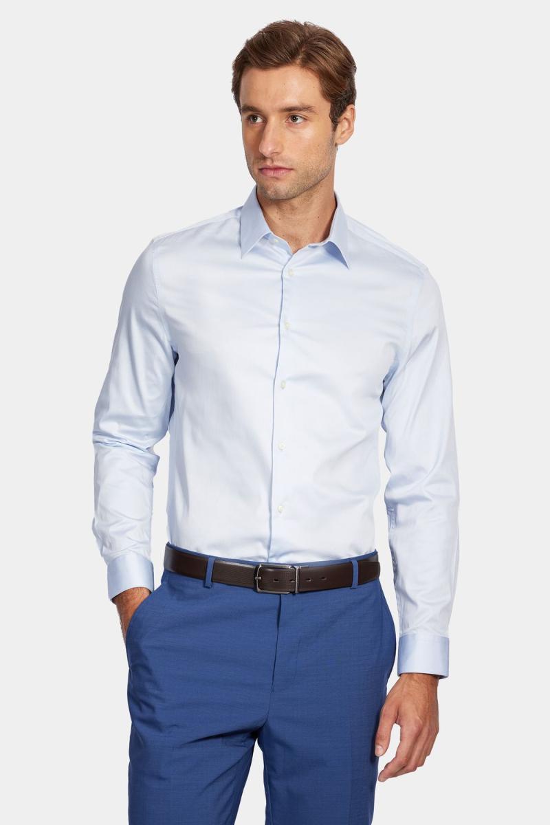 Camisa Aramis Manga Longa Social Super Slim Fio 60 Azul - 1