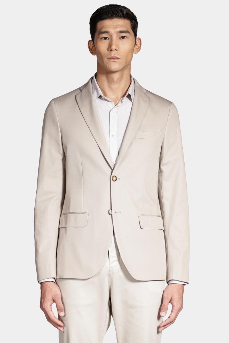 Paletó Algodão Com Elastano Super Slim Bege - 1