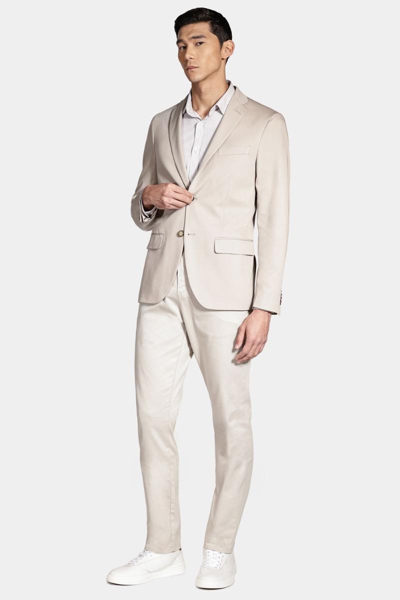 Paletó Algodão Com Elastano Super Slim Bege - 2