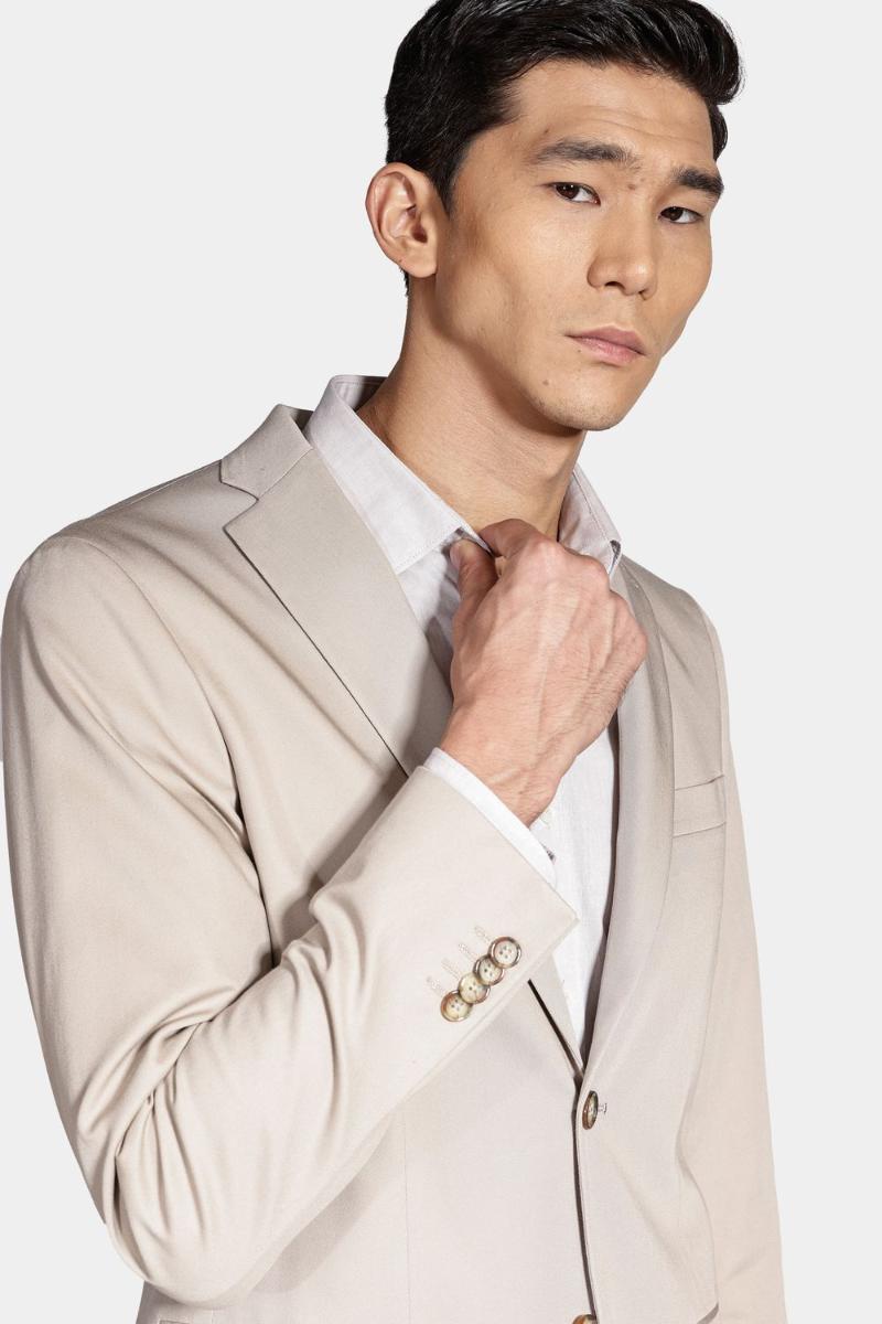 Paletó Algodão Com Elastano Super Slim Bege - 3