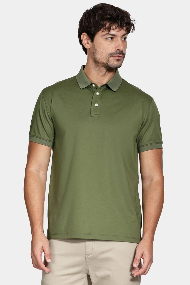 Polo Manga Curta Aramis Mercerized Interlock Militar - 1