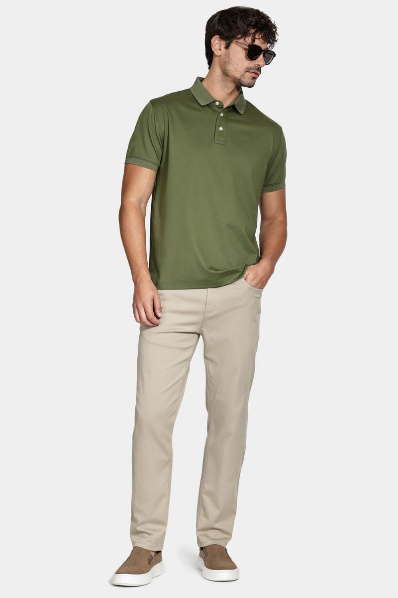 Polo Manga Curta Aramis Mercerized Interlock Militar - 2