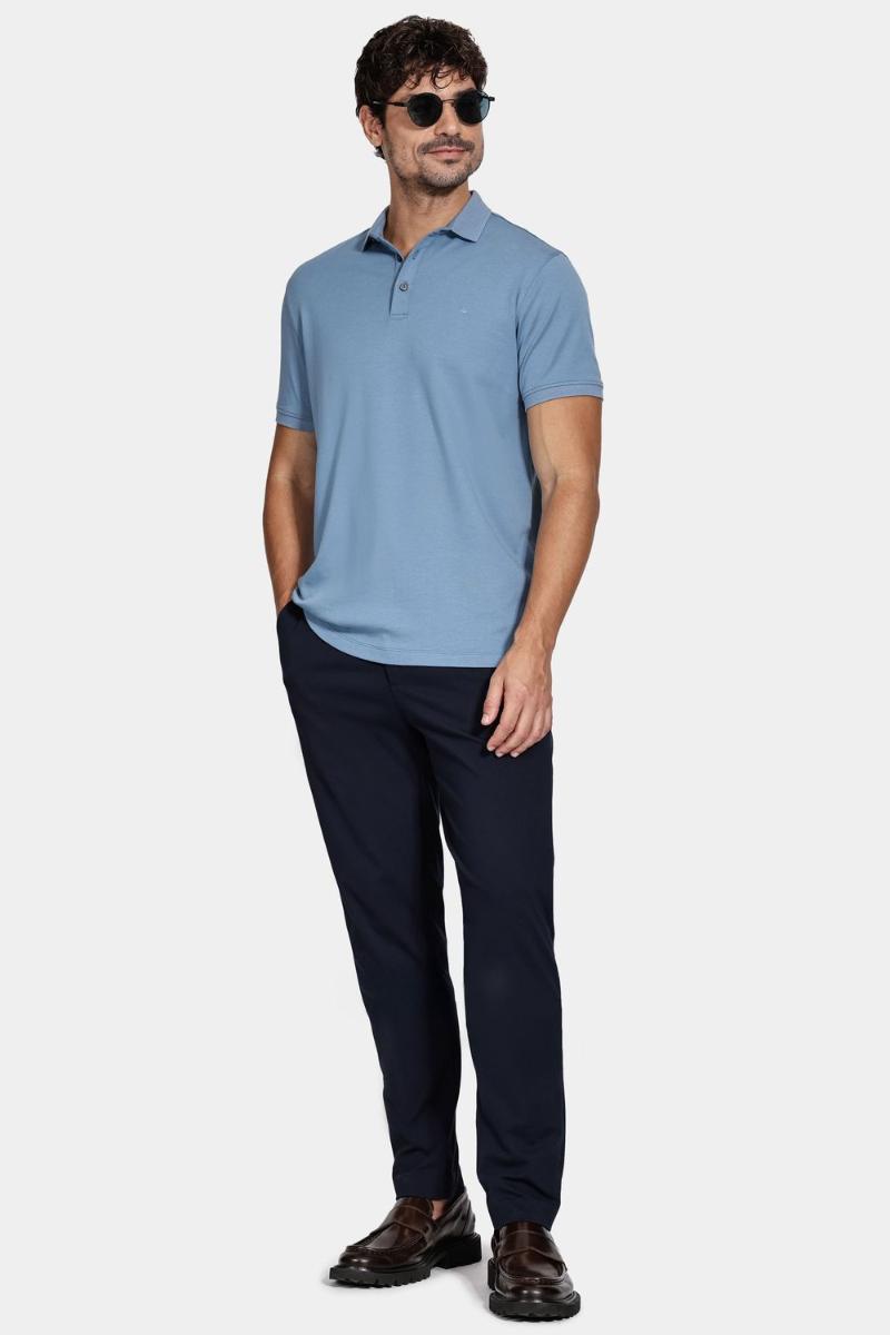 Polo Manga Curta Aramis Liquid Cotton Azul Indigo - 2