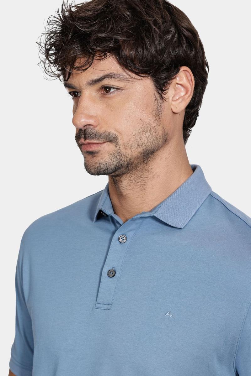 Polo Manga Curta Aramis Liquid Cotton Azul Indigo - 3
