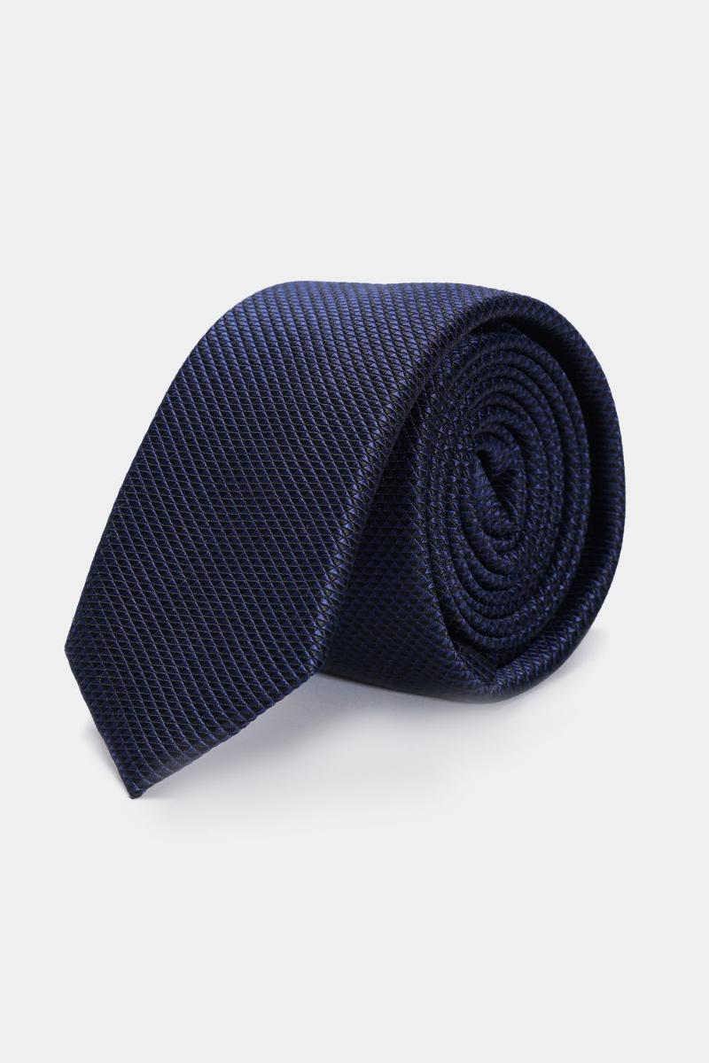 Gravata Aramis Jacquard Seda Diamond Marinho - 1