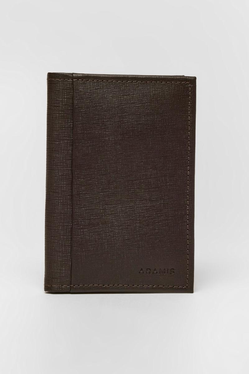 Carteira Aramis de Couro Textura e   Cafe - 1