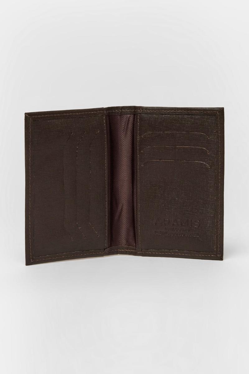 Carteira Aramis de Couro Textura e   Cafe - 2