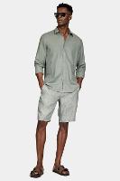 Bermuda Aramis  Linho Bolso Faca Verde Militar - 3