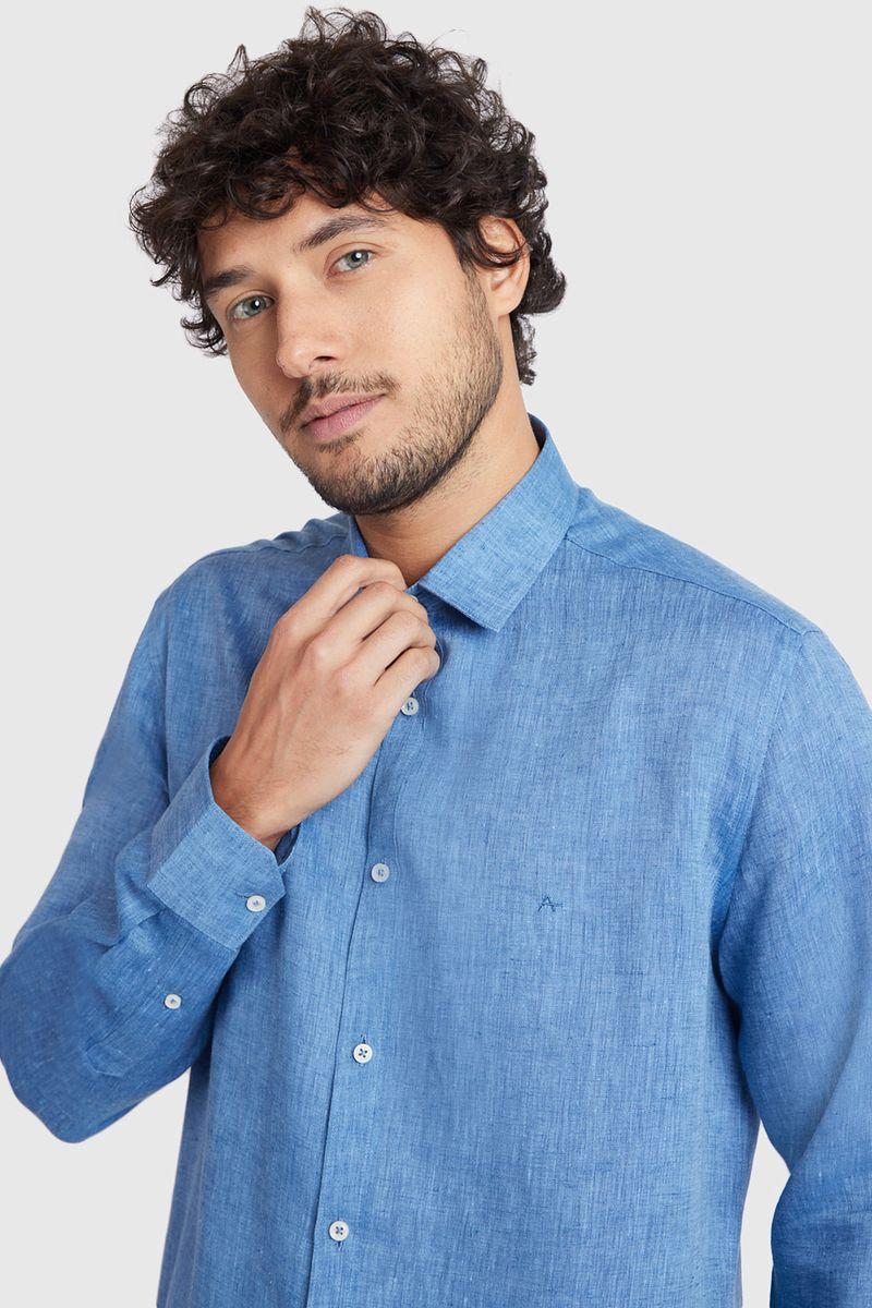 Camisa Aramis Manga Longa Slim Linho Irlandês Indigo 112 - 3