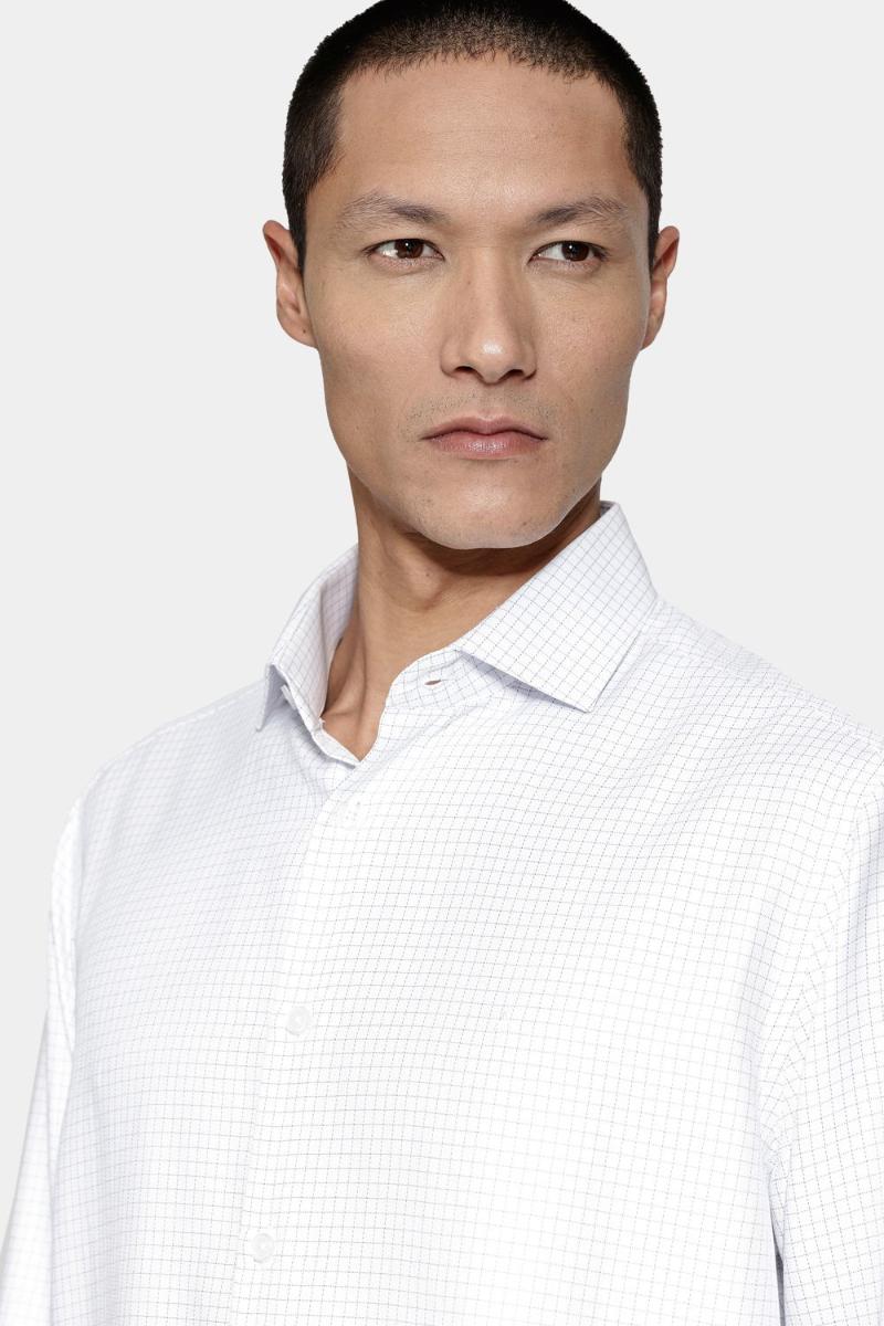 Camisa Aramis Manga Longa Slim Xadrez Branco Com Azul - 3