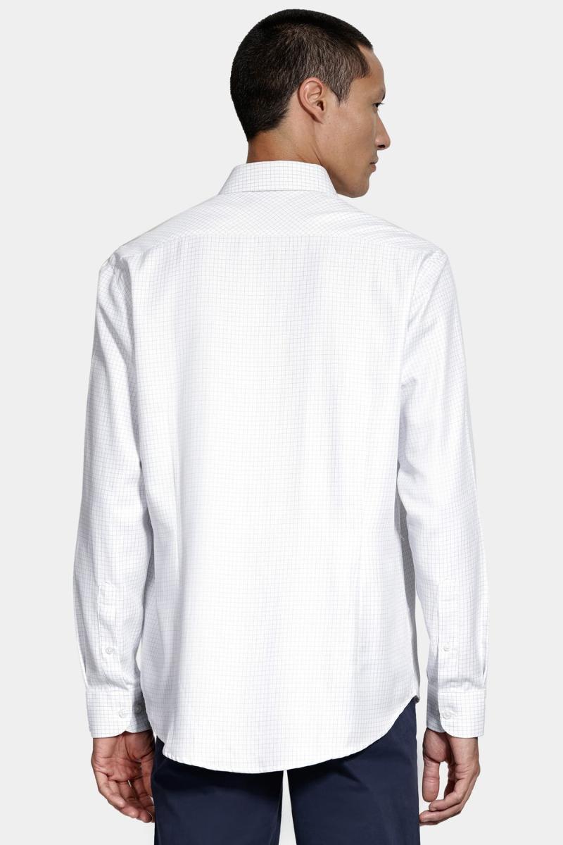 Camisa Aramis Manga Longa Slim Xadrez Branco Com Azul - 4