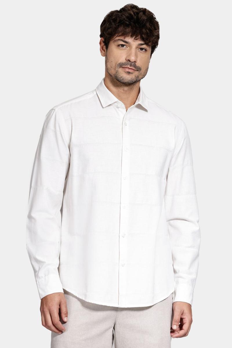Camisa Aramis Manga Longa Regular Algodão Capri Natural - 5
