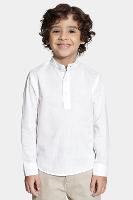 Camisa Aramis Manga Longa Infantil Bata Flamê Branco - 1
