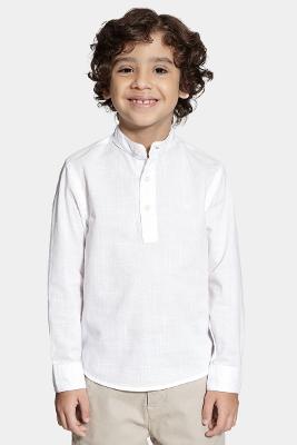 Camisa Aramis Manga Longa Infantil Bata Flamê Branco