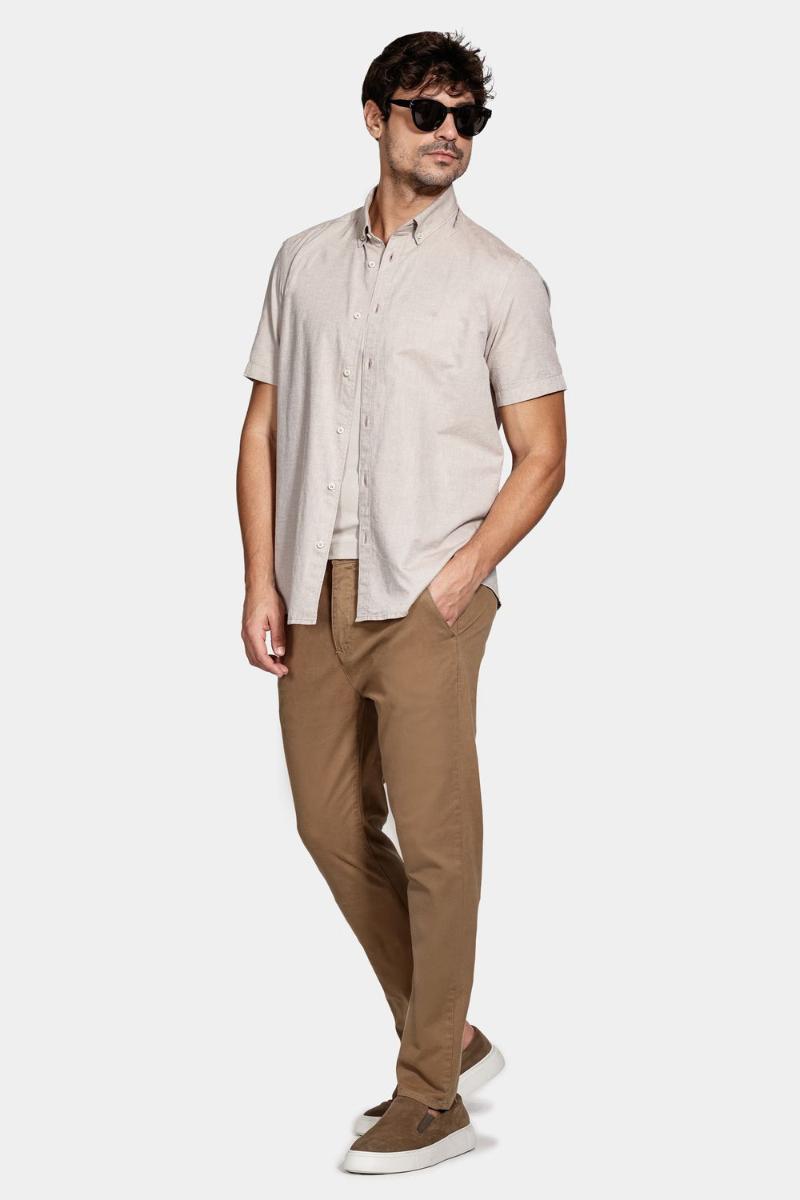 Camisa Aramis Manga Curta Oxford Castor - 2