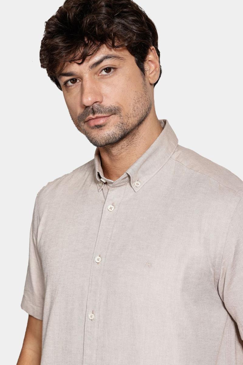 Camisa Aramis Manga Curta Oxford Castor - 3